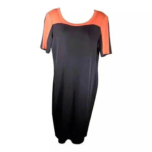 Exclusively Misook Dress Knee-Length Knit Black Peach Women's Medium